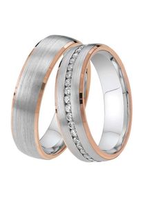 Trauring DOOSTI "Schmuck Geschenk Silber 925 Trauring Ehering Partnerring LIEBE" Gr. 58, rosa (silberfarben, ros&eacute;goldfarben), Fingerringe, Damen, 58,mit Zirkonia, Silber 925 (Sterlingsilber), 5,5mm, Trauring, Made in Germany - wahlweise mit oder ohne Zirkonia