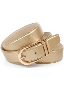 Lederg&uuml;rtel Anthoni Crown, Damen, Gr. 95, gold (goldfarben), Leder, unifarben, G&uuml;rtel Lederg&uuml;rtel, mit Fashion-Dornschlie&szlig;e, doppelte Metallschlaufe