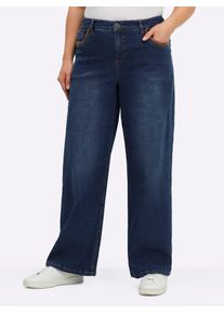 Bequeme Jeans sheego, Damen, Gr. 58, Normalgr&ouml;&szlig;en, blau (blau, stone, washed), 99% Baumwolle, 1% Elasthan, unifarben, lang, Jeans Bequeme Jeans