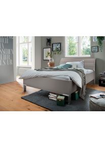 Futonbett Wiemann "Monaco, 4-fache Liegeh&ouml;henverstellung", grau (kieselgrau, dekor, leisten in chrom), B:109cm L:218cm, Betten, Futonbett, mit stilvollem Holzkopfteil, Made in Germany