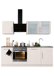 Wiho-K&uuml;chen K&uuml;chenzeile WIHO K&Uuml;CHEN "Cali", beige (k&uuml;che: natur, korpus: cashmerefarben, arbeitsplatte: granit grau), B:220cm T:60cm, Komplettk&uuml;chen-Sets, K&uuml;chenzeile, mit E-Ger&auml;ten, Breite 220 cm