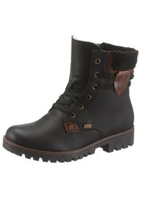Winterboots Rieker, Damen, Gr. 37, schwarz, Lederimitat, Schuhe Winterboots, Winterstiefelette, Schn&uuml;rstiefelette, Boots mit Tex-Ausstattung