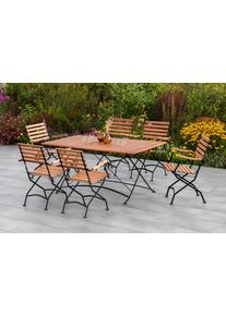 Garten-Essgruppe Merxx "Schlo&szlig;garten", braun, B:57cm H:85cm T:60cm, FSC-zertifiziertes Massivholz, Stahl, Sitzm&ouml;bel-Sets, Garten-Essgruppe, 6 Klappst&uuml;hle mit Klapptisch, Topseller