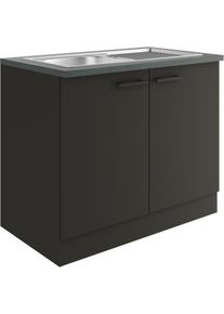 Sp&uuml;lenschrank Optifit "Palma", schwarz (anthrazit, anthrazit, anthrazit), B:100cm H:84,8cm T:60cm, Holzwerkstoff, Schr&auml;nke, Sp&uuml;lenschrank, Breite 100 cm, inklusive Einbausp&uuml;le