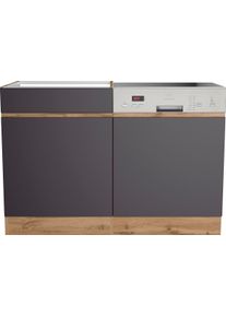 Sp&uuml;lenschrank KOCHSTATION "KS-Riesa", grau (matt grau), B:120cm H:82cm T:60cm, Holzwerkstoff, Schr&auml;nke, Sp&uuml;lenschrank, Breite 120 cm, MDF-Fronten