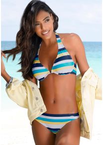 B&uuml;gel-Bikini Venice Beach, Damen, Gr. 38, Cup B, bunt (marine, gelb, gestreift), Polyamid, gestreift, Bikini-Sets B&uuml;gel-Bikini, mit herausnehmbaren Softcups