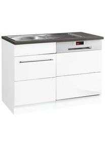 Sp&uuml;lenschrank KOCHSTATION "KS-Trient", wei&szlig; (wei&szlig; hochglanz), B:110cm H:85cm T:60cm, Schr&auml;nke, Sp&uuml;lenschrank, 110 cm breit, inkl. T&uuml;r/Socke f&uuml;r Einbaugeschirrsp&uuml;ler