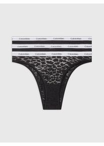 Brasilslip "3 PACK BRAZILIAN (LOW-RISE)", Damen, Gr. S (36), 3 Stk., schwarz (schwarz, schwarz, schwarz), Spitze, Obermaterial: 87% Polyamid, 13% Elasthan, Calvin Klein Underwear, gemustert, k&ouml;rpernah, Unterhosen Brasilslip, mit Logobund