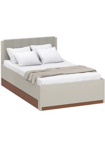 Bettgestell FORTE "Milles", beige (kashmir beige, terracotta, sand), B:125,2cm H:90,7cm L:205,2cm, Betten, Bettgestell, aufklappbarer Lattenrost und gepolstertes Kopfteil