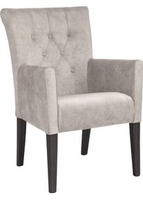 Esszimmerstuhl Home Affaire "King", wei&szlig; (milchfarben, wenge), B:60cm H:92cm T:65cm, Polyester, St&uuml;hle, Esszimmerstuhl, Esszimmerstuhl mit Knopfheftung