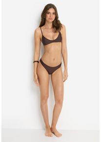 Bustier-Bikini-Top LSCN BY LASCANA "Sunny", Damen, Gr. 34, Cup A/B, braun (schwarz braun), Obermaterial: 82% Polyamid, 18% Elasthan. Futter: 100% Polyester, gl&auml;nzend, Bikini-Oberteile Bustier-Bikini-Top, in trendiger Glanzware