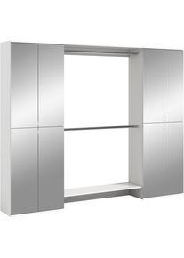 Garderoben-Set Home Affaire "Trondheim, Garderobenset 3-tlg. Breite 232 cm", wei&szlig;, B:232cm H:193cm T:34cm, Kastenm&ouml;bel-Sets, Garderoben-Set, best. aus: 2x Spiegelschrank, 2 Kleiderstanden, Flur, Diele