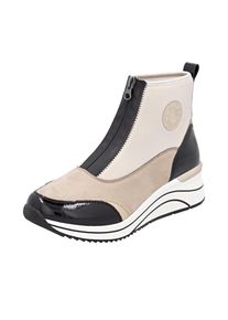 Keilsneaker Remonte, Damen, Gr. 43, beige (hellbeige, schwarz), Lacklederimitat, Textil, Schuhe Keilsneaker, Casual-Boots, Stiefelette, Plateauboots mit Lite&acute;n Soft Ausstattung