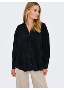 Langarmbluse Only "ONLMARIKE LIFE L/S CORD LOOSE SHIRT PNT", Damen, Gr. XL, schwarz, Web, Obermaterial: 88% Polyester, 10% Nylon, 2% Elasthan, unifarben, loose fit, Blusen Langarmbluse