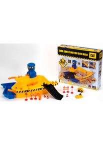 Spielzeug-Radlader klein "Caterpilar CAT Sandbaustelle Mega", bunt (gelb, blau, schwarz), Spielzeugfahrzeuge, Kinder, Spielzeug-Radlader, mit 3 Cat Fahrzeugen; Made in Germany