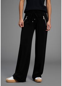 Jerseyhose Laura Scott, Damen, Gr. 40, N-Gr, schwarz, Interlock, Obermaterial: 95% Polyester, 5% Elasthan, comfort fit lang, Hosen Jerseyhose, Bequemer Stoff mit Rei&szlig;verschlusstaschen