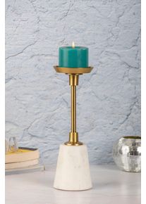 Kerzenst&auml;nder KAYOOM "Fayya 225", wei&szlig; (goldfarben, wei&szlig;), B:10cm H:30cm T:10cm &Oslash;:10cm, Aluminium, Marmor, Kerzenhalter, Kerzenst&auml;nder, H&ouml;he ca. 30 cm
