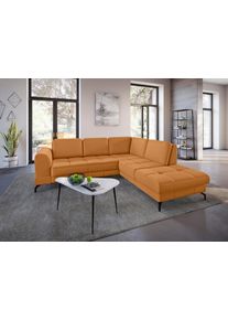 Sit & More Ecksofa SIT & MORE "Bendigo L-Form", gelb (curry), B:258cm H:84cm T:226cm, Sofas, Ecksofa, inklusive Sitztiefenverstellung, Bodenfreiheit 12 cm, in 2 Fu&szlig;farben