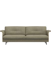 3-Sitzer FLEXLUX "Glow Designsofa, bequem und komfortabel durch hochwertigen Sitzaufbau", gr&uuml;n (fall gr&uuml;n), B:224cm H:81cm T:91cm, 62% Polyester/17%Baumwolle/14%Viscose/7%Leinen, Sofas, 3-Sitzer, Skandinavisches Design, hochwertige Verarbeitung, Armlehne walnuss