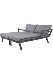 Doppelliege Garden Pleasure "DELIA", grau (dunkelgrau), Gartenliegen, Doppelliege, mit extragro&szlig;er Liegefl&auml;che, inklusive Auflagen und Kissen
