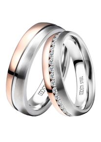 Trauring DOOSTI "Schmuck Geschenk Edelstahl Trauring Ehering Partnerring LIEBE" Gr. 68, rosa (edelstahlfarben, ros&eacute;goldfarben), Fingerringe, Damen, 68, ohne Zirkonia, Edelstahl, 6mm, Trauring, wahlweise mit oder ohne Zirkonia