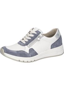 Waldl&auml;ufer Keilsneaker WALDL&Auml;UFER, Damen, Gr. 7,5 (41), Textil, wei&szlig;, jeansblau, silberfarben, Nappaleder, Textil, Veloursleder, Schuhe Keilsneaker, Schn&uuml;rschuh, Halbschuh, Freizeitschuh mit zus&auml;tzlichem Rei&szlig;verschluss