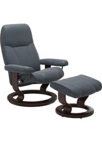 Relaxsessel stressless "Consul", blau (atlantic blau batick), B:85cm H:100cm T:77cm, Leder BATICK: BATICK ist ein leicht korrigiertes, durchgef&auml;rbtes und genarbtes M&ouml;belleder, bei dem die meisten Unebenheiten und Spuren in der Regel entfernt wurden.;Leder PALOMA: PALOMA ist ein durchgef&auml;rbtes Semianilin-M&ouml;belleder mit nat&uuml;rlicher Narbung.;ROHLEDER Stoff Q2 FARON: Ein fester zuverl&auml;ssiger Boucl&eacute; mi