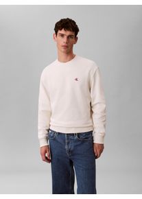 Sweatshirt Calvin Klein Jeans, Herren, Gr. XL, wei&szlig; (tofu), Sweatware, Obermaterial: 100% Baumwolle, unifarben, regular fit normal, Rundhals, eingesetzt B&uuml;ndchen, Sweatshirts Sweatshirt, Regular fit mit Rundhalsausschnitt