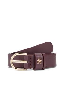 Lederg&uuml;rtel Tommy Hilfiger "ESSENTIAL EFFORTLESS 2.5 cm breit GOLD", Damen, Gr. 105, marzemino, Rindsleder, G&uuml;rtel Lederg&uuml;rtel, Logoemblem, weiche Haptik, ovale Einfachdornschlie&szlig;e