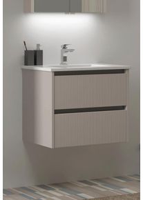 Waschtisch Welltime "Urban", grau (kashmir grau, beige), B:61,5cm H:50cm T:46,5cm, Holzwerkstoff, Keramik, Kunststoff, MDF, Waschtische, Waschtisch, mit Keramik Waschbecken, 2 Schubladen mit Softclose, Breite 60 cm