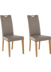 Esszimmerstuhl Home Affaire "Roberta", grau (taupe, eichefarben), B:47cm H:99cm T:61cm, Holzwerkstoff, St&uuml;hle, Esszimmerstuhl, mit Bezug aus Echtleder und Gestell aus Eiche Massivholz