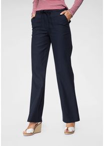Leinenhose Aniston CASUAL, Damen, Gr. 36, N-Gr, blau (marine), Web, Obermaterial: 55% Leinen, 45% Viskose, Leinenoptik, unifarben, Basic, figurumspielend lang, Hosen Leinenhose, mit Bindeband, Topseller