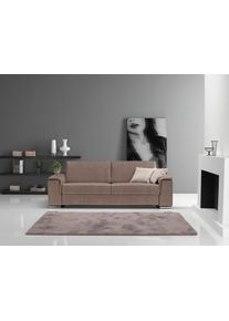 Schlafsofa Egoitaliano "Cecilia, modern & elegant, erstklassiger Sitzkomfort, Dauerschl&auml;fer", braun (mud), B:234cm H:85cm T:102cm, Luxus-Micofaser Lederoptik (100% Polyester) ist ein neues technisches Gewebe mit einem visuellen und taktilen Aspekt, der dem Nubuk sehr nahe kommt, mit innovativen Eigenschaften. Seine au&szlig;erordentliche Weichheit kommt von einem exklusiven Produktionsprozess, der Unrei