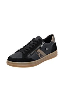 Plateausneaker Remonte "Elisabeth Hurley-Collection", Damen, Gr. 43, schwarz (schwarz, bronzefarben), Glattleder, Veloursleder, Schuhe Plateausneaker, Schn&uuml;rschuh, Halbschuh mit wasserabweisender TEX-Membran