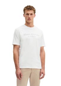 Marc O'Polo T-Shirt MARC O'POLO, Herren, Gr. M (50), wei&szlig;, Jersey, Obermaterial: 100% Baumwolle, Basic, Rundhals, Shirts T-Shirt, klassisches Logo-T-Shirt