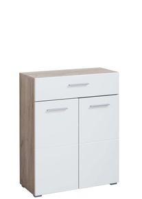 Schuhschrank Home Affaire "Beny, Schuhkommode, Schuhregal, mit einer Schublade, H&ouml;he 98 cm", wei&szlig; (grau eiche, wei&szlig; hochglanz), B:79cm H:97,5cm T:35cm, Holzwerkstoff, Kunststoff, MDF, Metall, Schr&auml;nke, Schuhschrank, Hochglanzfronten, 2 T&uuml;ren, Breite 79 cm