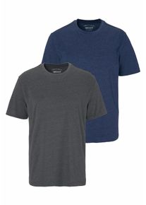 MAN'S WORLD Rundhalsshirt MAN'S WORLD, Herren, Gr. 3XL (64/66), blau (anthrazit, meliert, blau, meliert), Single Jersey, Obermaterial: 60% Baumwolle, 40% Polyester, unifarben, Basic, regular fit, Rundhals, Shirts Rundhalsshirt, Kurzarm, Basic-Stil, aus Baumwollmischung, 2er-Pack, Topseller