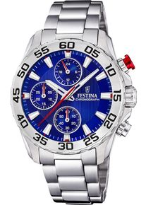 Chronograph Festina "Junior Collection", silber (silberfarben, blau), Armbanduhren, Jungen, Chronograph, Armbanduhr, Quarzuhr, Kinderuhr, Stoppfunktion, ideal als Geschenk