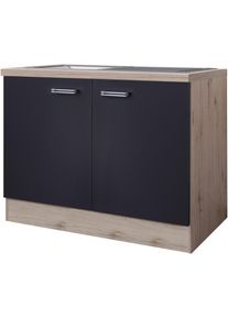Sp&uuml;lenschrank Flex-Well "Antigua", grau (anthrazit, san remo eiche), B:100cm H:86cm T:57cm, Holzwerkstoff, Schr&auml;nke, Sp&uuml;lenschrank, (B x H x T) 100 x 86 x 60 cm, inkl. Einbausp&uuml;le