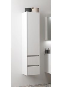 Hochschrank Welltime "Urban", wei&szlig;, B:35cm H:160cm T:35cm, FSC-zertifizierter Holzwerkstoff, Schr&auml;nke, Hochschrank, Schubladen mit Softclose, Glaseinlegeb&ouml;den, Schubladenfront geriffelt