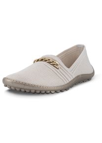 Barfu&szlig;schuh Leguano "LADY FAMOUS", Damen, Gr. 41, beige (creme), Textil, Schuhe Barfu&szlig;schuh, Flats, Ballerina, Bequemschuh mit goldfarbener Zierkette