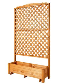 Spalier Promadino "Romantica", braun (honigbraun), B:120cm H:210cm T:38cm, Massivholz, Rankhilfen, Spalier, mit Pflanzkasten, BxTxH: 120x38x210 cm