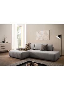 Ecksofa Home Affaire "TORGE, Schlafsofa Cord, Samtvelours u. Strukur fein, Couch in L-Form", grau (hellgrau), B:276cm H:82cm T:164cm, 100% Polyester, Sofas, Ecksofa, Schlaffunktion und Bettkasten, Liegefl&auml;che: 210x125 cm, neues Design