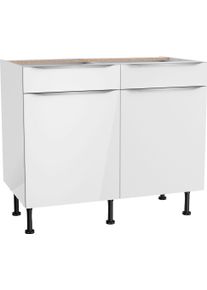 Unterschrank KOCHSTATION "KS-Aken", wei&szlig; (wei&szlig; hochglanz, wei&szlig;), B:100cm H:87cm T:58,4cm, Schr&auml;nke, Unterschrank