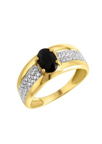 Goldring Firetti "Schmuck Geschenk Gold 333 Damenring Goldring Edelstein Farbstein" Gr. 19, schwarz (gelbgoldfarben, wei&szlig;goldfarben, schwarz), Fingerringe, Damen, 19, 0,01 P2 = erkennbare Einschl&uuml;sse, Diamanten Gelbgold 333, 2mm, Diamanten, Gelbgold 333, Goldring, mit Saphir - mit Diamanten