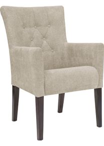 Esszimmerstuhl Home Affaire "King", beige (creme, wenge), B:60cm H:92cm T:65cm, Polyester, St&uuml;hle, Esszimmerstuhl, Esszimmerstuhl mit Knopfheftung