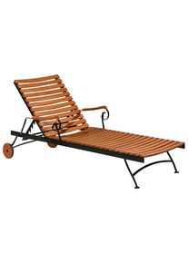 Gartenliege Merxx "Schlo&szlig;garten Liege", beige (schwarz), Obermaterial: 100% Polyester, Gartenliegen, Gartenliege, Flachstahl mit Eukalyptusholz