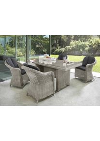 Garten-Essgruppe Destiny "MALAGA LUNA", wei&szlig; (vintage wei&szlig;), Aluminium, Geflecht Rattan, Polyrattan, Sitzm&ouml;bel-Sets, Garten-Essgruppe, Aluminium, Polyrattan
