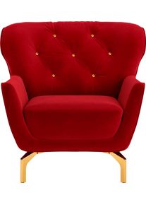 Sit & More Sessel SIT & MORE "Orient 3", rot, B:90cm H:89cm T:88cm, 100% Polyester, Sessel, Sessel, inkl. 1 Zierkissen mit Strass-Stein, goldfarbene Metallf&uuml;&szlig;e