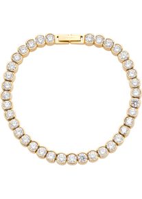 Armband Leonardo "Cremona", gold (gelbgoldfarben, kristallwei&szlig;, kristallwei&szlig;), Armb&auml;nder, Damen, 18,5cm, Edelstahl, Armband, mit Zirkonia (synth.)